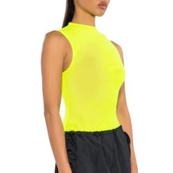 PAXTON SLEEVELESS MESH BODYSUIT -helmut shop paxton sleeveless mesh bodysuit lime 2 2
