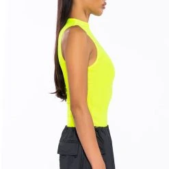 PAXTON SLEEVELESS MESH BODYSUIT -helmut shop paxton sleeveless mesh bodysuit lime 5 5