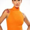 PAXTON SLEEVELESS TURTLENECK RIB BODYSUIT -helmut shop paxton sleeveless turtleneck rib bodysuit orange 1 1
