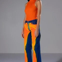 PAXTON SLEEVELESS TURTLENECK RIB BODYSUIT -helmut shop paxton sleeveless turtleneck rib bodysuit orange 3 3 c1 c1