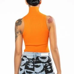 PAXTON SLEEVELESS TURTLENECK RIB BODYSUIT -helmut shop paxton sleeveless turtleneck rib bodysuit orange 5 5