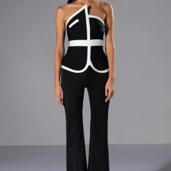 PAY ATTENTION STRAPLESS BANDAGE TOP -helmut shop pay attention strapless bandage top black white 3 3 c1 c1