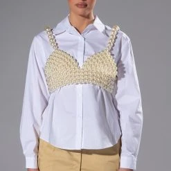 PEARLS OF WISDOM CROP BRALETTE 10 PEARLS OF WISDOM CROP BRALETTE -helmut shop pearls of wisdom crop bralette white 3 3