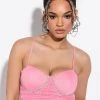 PERSEPHONE CROPPED MESH RHINESTONE TRIM TANK -helmut shop persephone cropped mesh rhinestone trim tank pink 1 1