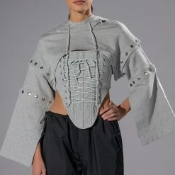 PERSUASIVE CORSET AND CROPPED CONVERTIBLE HOODIE SET