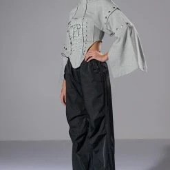 PERSUASIVE CORSET AND CROPPED CONVERTIBLE HOODIE SET -helmut shop persuasive corset and cropped convertible hoodie set heather grey 5 5