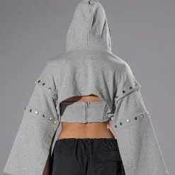PERSUASIVE CORSET AND CROPPED CONVERTIBLE HOODIE SET -helmut shop persuasive corset and cropped convertible hoodie set heather grey 7 7