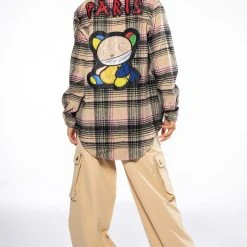 PETIT A PETIT RHINESTONE EMBELLISHED PATCH BUTTON DOWN -helmut shop petit a petit rhinestone embellished patch button down pink multi 2 2