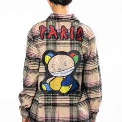 PETIT A PETIT RHINESTONE EMBELLISHED PATCH BUTTON DOWN -helmut shop petit a petit rhinestone embellished patch button down pink multi 5 5