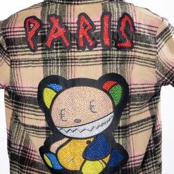 PETIT A PETIT RHINESTONE EMBELLISHED PATCH BUTTON DOWN -helmut shop petit a petit rhinestone embellished patch button down pink multi 6 6