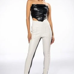 PIPE UP FAUX LEATHER CORSET -helmut shop pipe up faux leather corset black 2 2