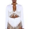 PIPING HOT RHINESTONE TIE FRONT LONG SLEEVE TSHIRT -helmut shop piping hot rhinestone tie front long sleeve tshirt white 1 1