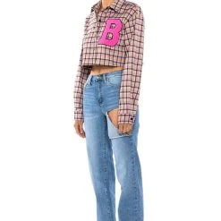 PLAID B LONG SLEEVE BLOUSE -helmut shop plaid b long sleeve blouse pink multi 2 2