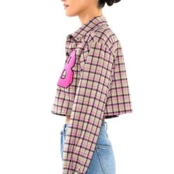 PLAID B LONG SLEEVE BLOUSE -helmut shop plaid b long sleeve blouse pink multi 3 3