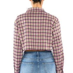 PLAID B LONG SLEEVE BLOUSE -helmut shop plaid b long sleeve blouse pink multi 4 4