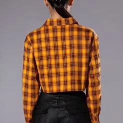 PLAID B LONG SLEEVE BLOUSE -helmut shop plaid b long sleeve blouse yellow multi 6 6