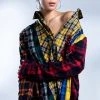 PLAID OBSESSION LONG SLEEVE BLOUSE -helmut shop plaid obsession long sleeve blouse yellow multi 1 1 c1