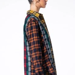 PLAID OBSESSION LONG SLEEVE BLOUSE -helmut shop plaid obsession long sleeve blouse yellow multi 4 4 c1