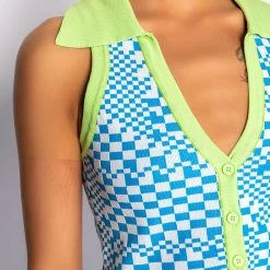 PLAY IT AGAIN CROPPED COLLARED TOP -helmut shop play it again cropped collared top green multi 10 10
