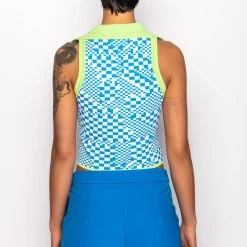 PLAY IT AGAIN CROPPED COLLARED TOP -helmut shop play it again cropped collared top green multi 9 9 c1