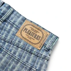 Pleasures DALLAS DENIM PANT -helmut shop pleasuresDALLASDENIMPANTPLAIDGREEN32P22F009 3
