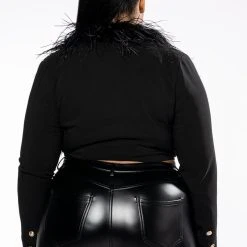 PLUS COME ON BABY FEATHER CROP BLAZER -helmut shop plus come on baby feather crop blazer black 6 6