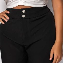 PLUS DINNER AND MOVIE HIGH RISE PANT -helmut shop plus dinner and movie high rise pant black 6 6