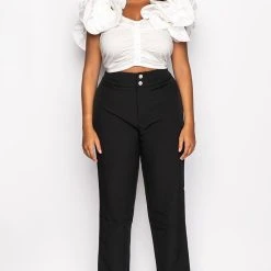 PLUS DINNER AND MOVIE HIGH RISE PANT -helmut shop plus dinner and movie high rise pant black 7 7