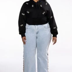 PLUS DOLLARS ON MY MIND RHINESTONE SWEATSHIRT -helmut shop plus dollars on my mind rhinestone sweatshirt black 6 6