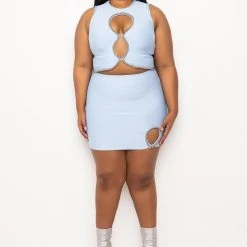 PLUS DRESS ME UP BANDAGE RHINESTONE MINI SKIRT 19 PLUS DRESS ME UP BANDAGE RHINESTONE MINI SKIRT -helmut shop plus dress me up bandage rhinestone mini skirt light blue 9 9