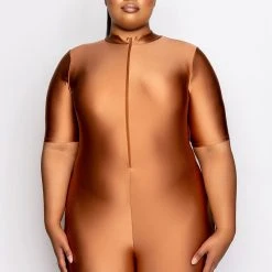 PLUS ON MY TIME MOCK NECK ROMPER -helmut shop plus on my time mock neck romper mauve 4 4