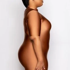 PLUS ON MY TIME MOCK NECK ROMPER -helmut shop plus on my time mock neck romper mauve 5 5