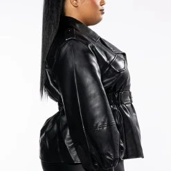 PLUS YOKO PEPLUM BELTED MOTO JACKET -helmut shop plus yoko peplum belted moto jacket black 4 4