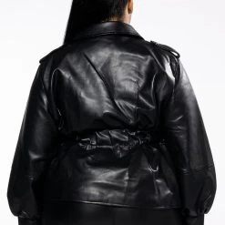 PLUS YOKO PEPLUM BELTED MOTO JACKET -helmut shop plus yoko peplum belted moto jacket black 5 5