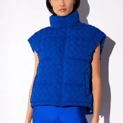 PLUSH WOVEN OVERSIZED PUFFER VEST -helmut shop plush woven oversized puffer vest blue 4 4