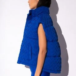PLUSH WOVEN OVERSIZED PUFFER VEST -helmut shop plush woven oversized puffer vest blue 5 5