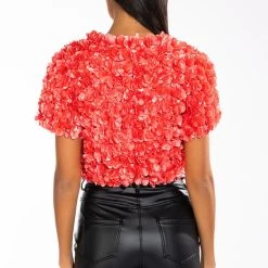 POISON PARADISE SHORT SLEEVE TIE FRONT TOP -helmut shop poison paradise short sleeve tie front top pink 5 5