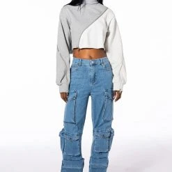 POLLY COLORBLOCK PULLOVER -helmut shop polly colorblock pullover grey multi 11 11