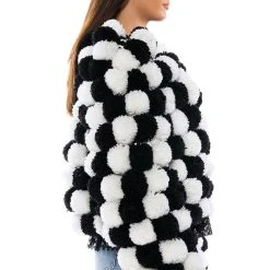 POM POM BLACK AND WHITE CARDIGAN -helmut shop pom pom black and white cardigan white black 4 4 c1