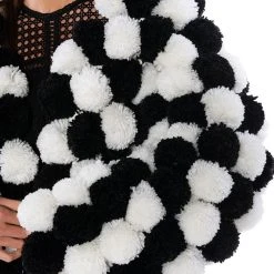 POM POM BLACK AND WHITE CARDIGAN -helmut shop pom pom black and white cardigan white black 6 6 c1