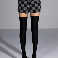 POP STAR CHECKERED RHINESTONE SHORT -helmut shop pop star checkered rhinestone short black white 7 7