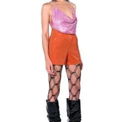 POP STAR SHINE BRIGHT RHINESTONE HOT SHORT IN ORANGE -helmut shop pop star shine bright rhinestone hot short in orange orange 13 13