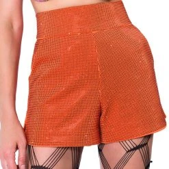 POP STAR SHINE BRIGHT RHINESTONE HOT SHORT IN ORANGE -helmut shop pop star shine bright rhinestone hot short in orange orange 6 6 c1