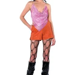 POP STAR SHINE BRIGHT RHINESTONE HOT SHORT IN ORANGE -helmut shop pop star shine bright rhinestone hot short in orange orange 7 7 c1