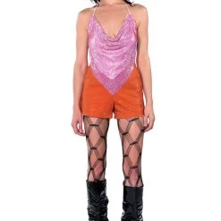 POP STAR SHINE BRIGHT RHINESTONE HOT SHORT IN ORANGE -helmut shop pop star shine bright rhinestone hot short in orange orange 8 8 c1