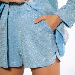 POP STAR SHINE BRIGHT RHINESTONE HOT SHORT IN LIGHT BLUE -helmut shop pop star shine bright rhinestone hot short light blue 8 8