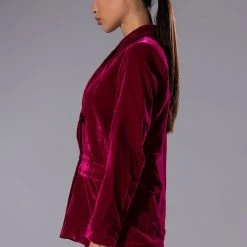 PRETTY IN VELVET DOUBLE BREASTED BLAZER -helmut shop pretty in velvet double breasted blazer fuchsia 3 3