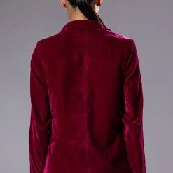 PRETTY IN VELVET DOUBLE BREASTED BLAZER -helmut shop pretty in velvet double breasted blazer fuchsia 4 4