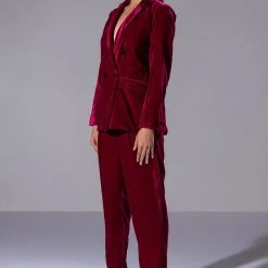 PRETTY IN VELVET DOUBLE BREASTED BLAZER -helmut shop pretty in velvet double breasted blazer fuchsia 6 6