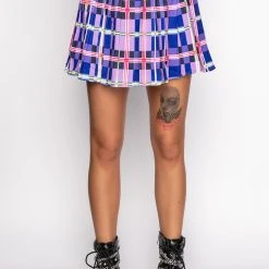 PRIVATE SCHOOL PLEATED MINI SKIRT -helmut shop private school pleated mini skirt purple multi 5 5 c1